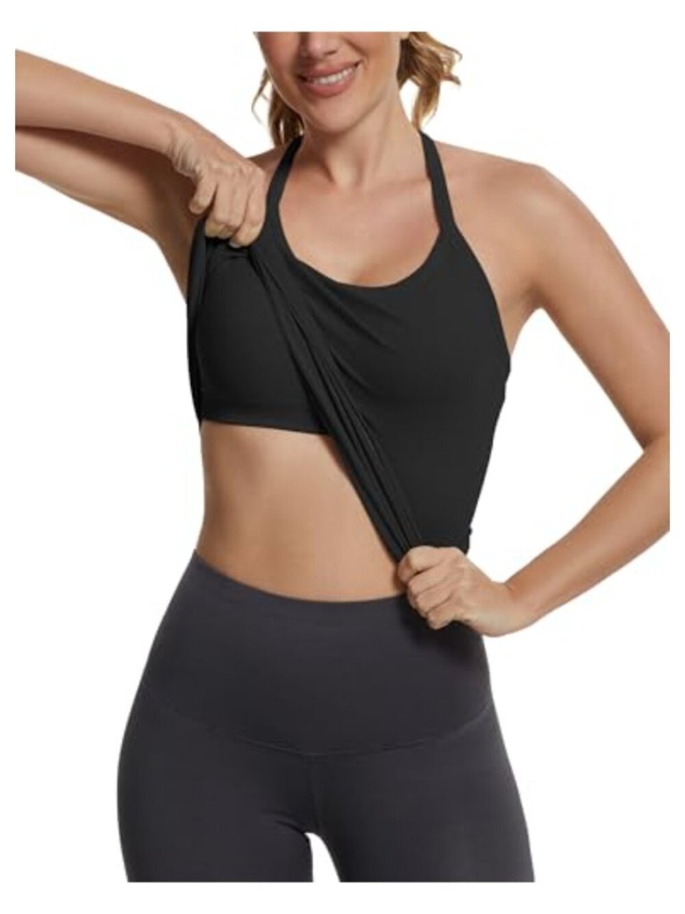 Seamless Workout Tank Top with Built-in Bra Racerback Yoga Athletic Top